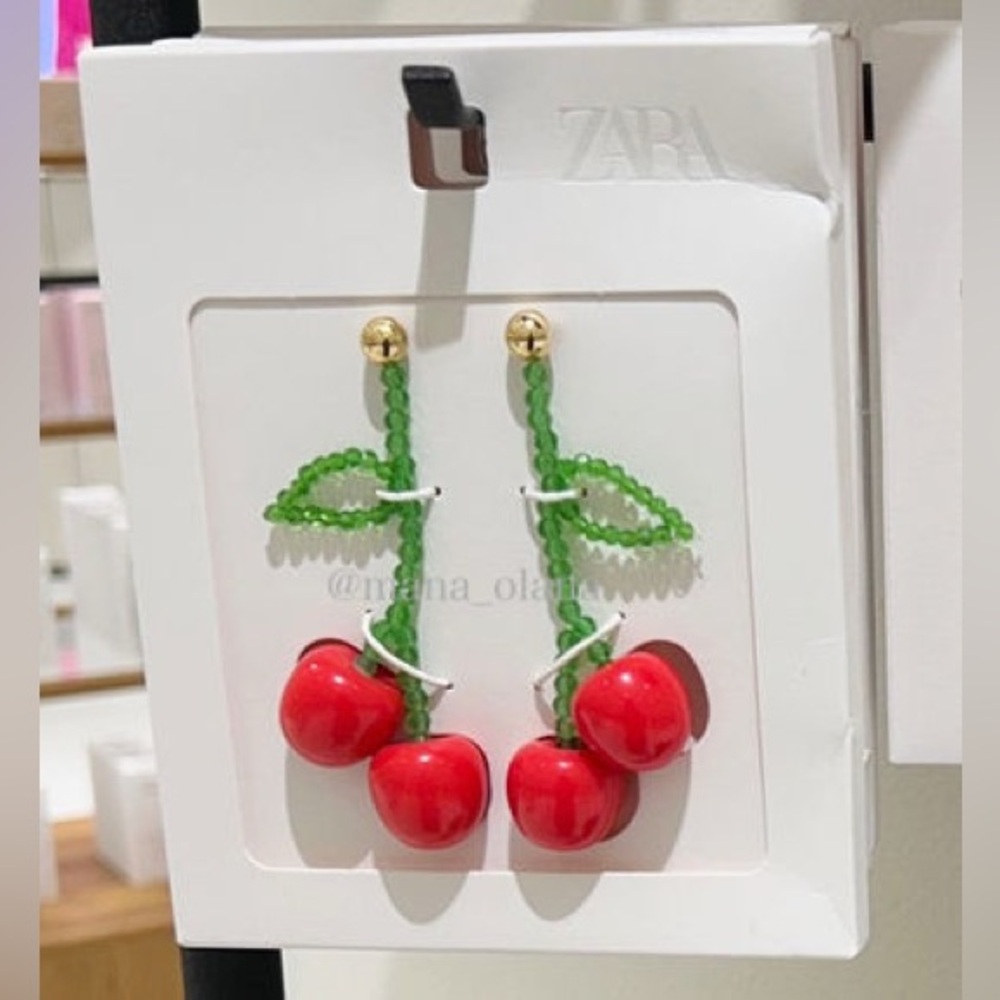 ZARA Cherry bead earrings 1011-031 - Picture 6 of 7